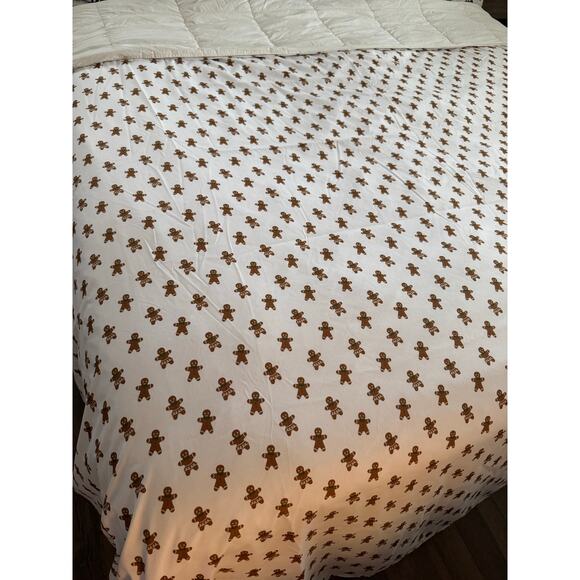 Holiday Gingerbread Flat Sheet Cute Christmas Bedding King Size Bed - Picture 2 of 6